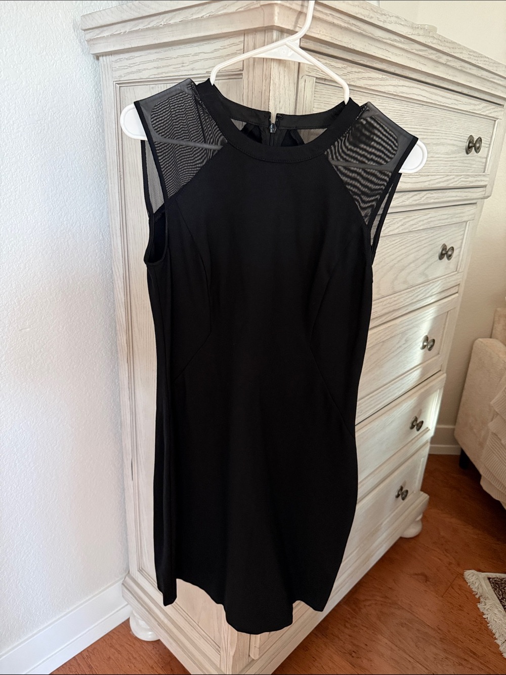 Banana Republic Black Dress with Sheer Mesh Shoulders